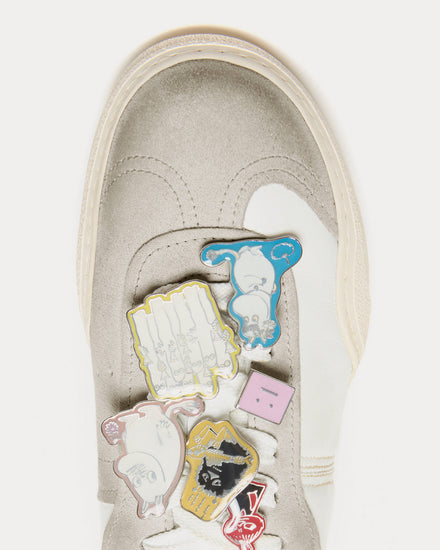 Acne Studios x Moomin Bars Aged Leather White Low Top Sneakers - 3