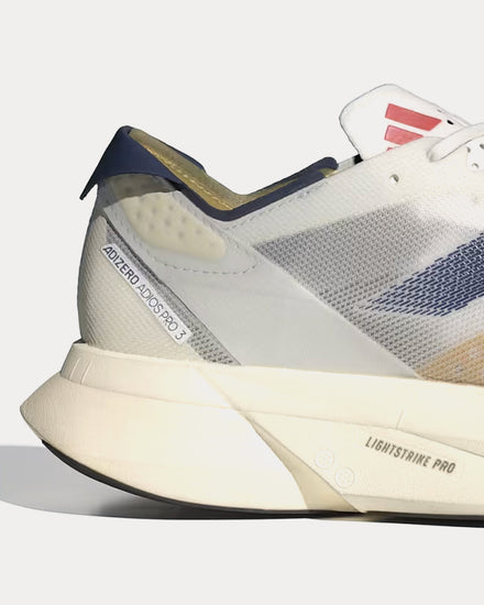 Adidas Adios Pro 3 Cloud White / Dark Blue / Gold Metallic Running Shoes - 2