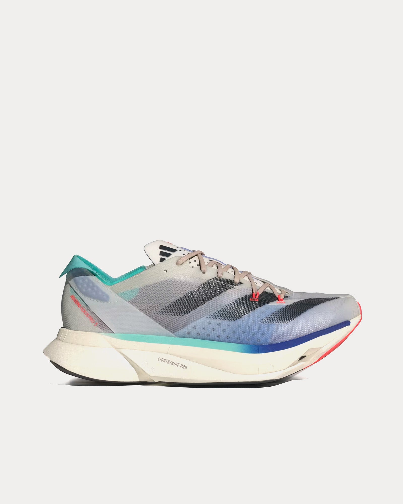 Adidas Men's Adios Pro 3 Off White / Aurora Ink / Flash Aqua Running Shoes