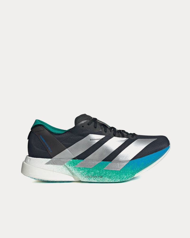 Adidas Men's Adizero Adios Pro 4 Core Black / Matte Silver / Glory Green Running Shoes Adidas Men's Adizero Adios Pro 4 Core Black / Matte Silver / Glory Green Running Shoes
