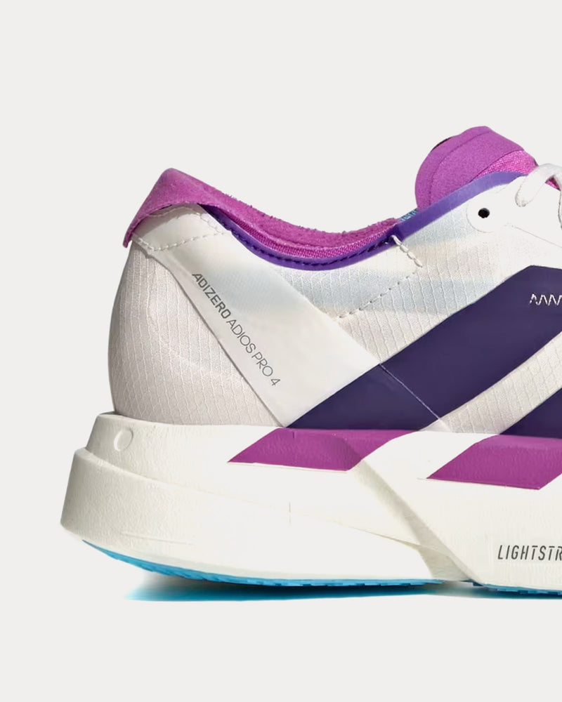 Adidas Adizero Adios Pro 4 Core White / Collegiate Purple / Semi Blue Burst Running Shoes - 2