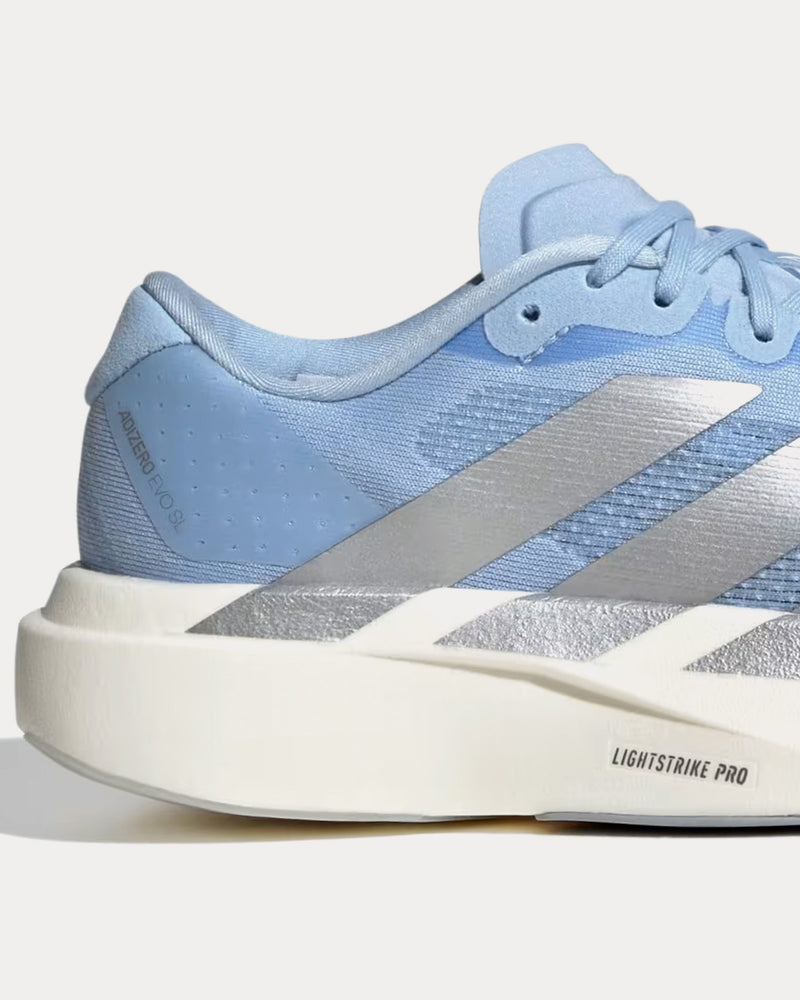 Adidas Adizero EVO SL Glow Blue / Silver Metallic / Cloud White Running Shoes - 2