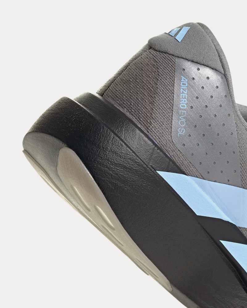 Adidas Adizero EVO SL Grey Three / Glow Blue / Core Black Running Shoes - 5