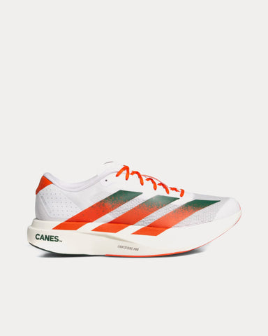 Adidas Adizero EVO SL 'Miami Hurricanes' Cloud White / Dark Green / Collegiate Orange Running Shoes