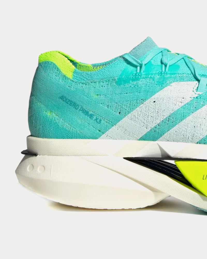 Adidas Adizero Prime X3 Strung Flash Aqua / Zero Metalic / Lucid Lemon Running Shoes - 2
