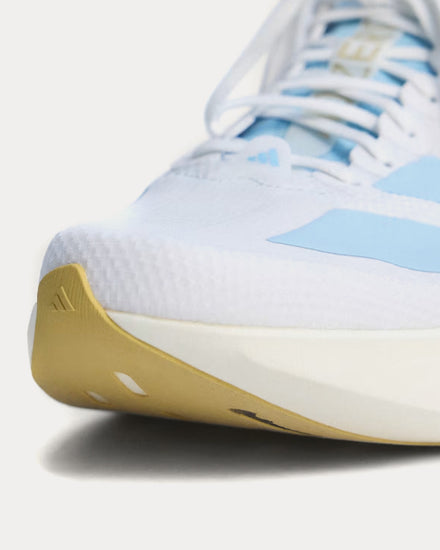 Adidas Adizero EVO SL Woven Cloud White / Clear Blue / Matte Gold Running Shoes - 5