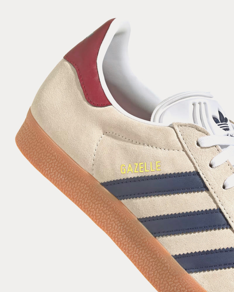 Adidas Men's Gazelle Off White / Dark Blue / Collegiate Burgundy Low Top Sneakers Adidas Men's Gazelle Off White / Dark Blue / Collegiate Burgundy Low Top Sneakers