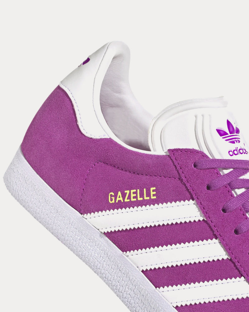 Adidas Women's Gazelle Shock Purple / Cloud White / Gold Metallic Low Top Sneakers Adidas Women's Gazelle Shock Purple / Cloud White / Gold Metallic Low Top Sneakers