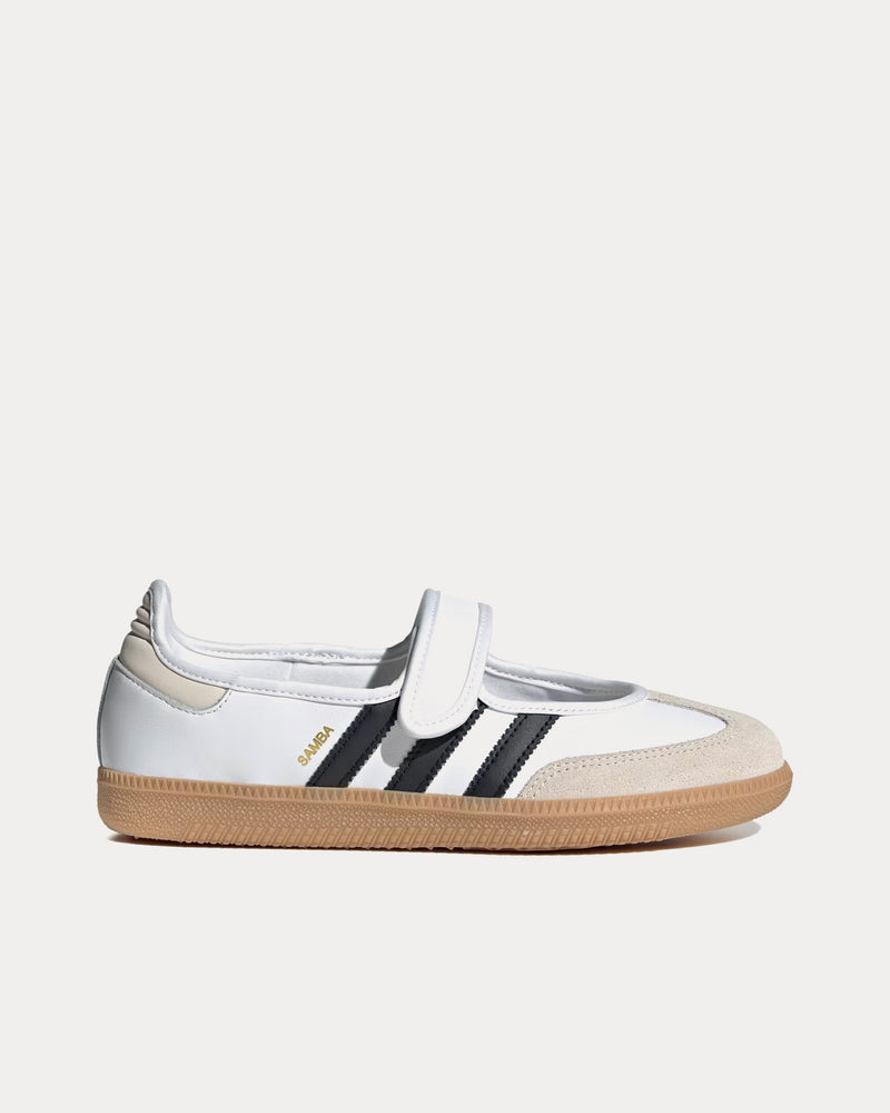 Adidas Women's Samba Jane Cloud White / Alumina / Core Black Slip On Sneakers Adidas Women's Samba Jane Cloud White / Alumina / Core Black Slip On Sneakers
