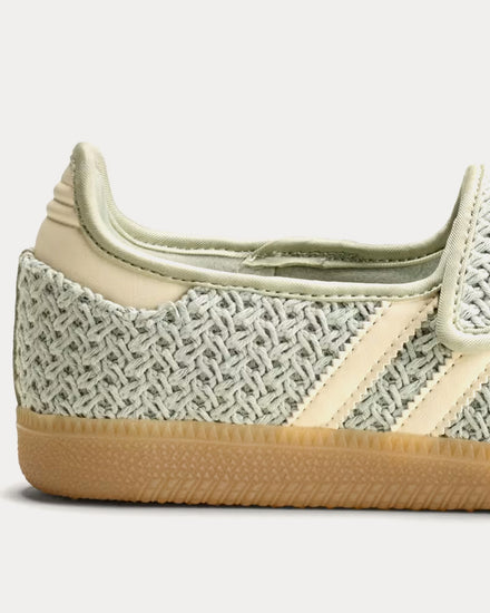 Adidas Samba Jane Halo Green / Warm Vanilla / Gold Metallic Slip On Sneakers - 5