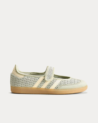 Adidas Samba Jane Halo Green / Warm Vanilla / Gold Metallic Slip On Sneakers