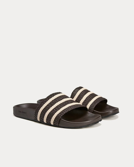 Adidas x Wales Bonner Adilette Dark Brown / Wonder White / Night Brown Slides - 3