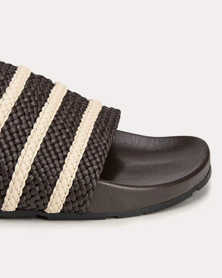 Adidas x Wales Bonner Adilette Dark Brown / Wonder White / Night Brown Slides - 4