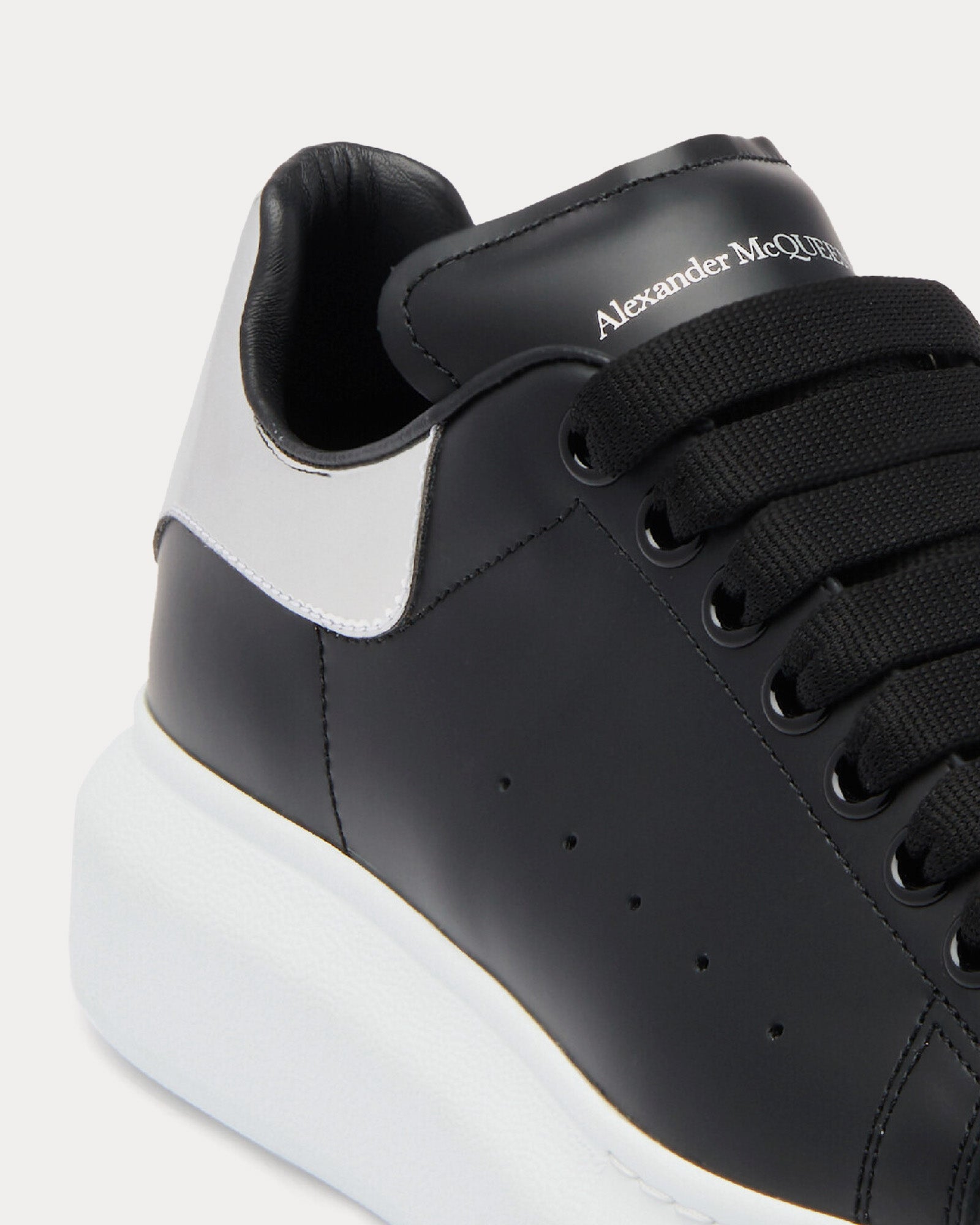 Alexander McQueen - Oversized Leather Black / Silver Low Top Sneakers