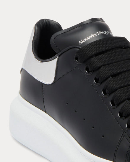 McQueen Oversized Leather Black / Silver Low Top Sneakers - 4