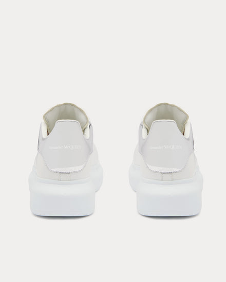 McQueen Oversized Leather White / Silver Low Top Sneakers - 3