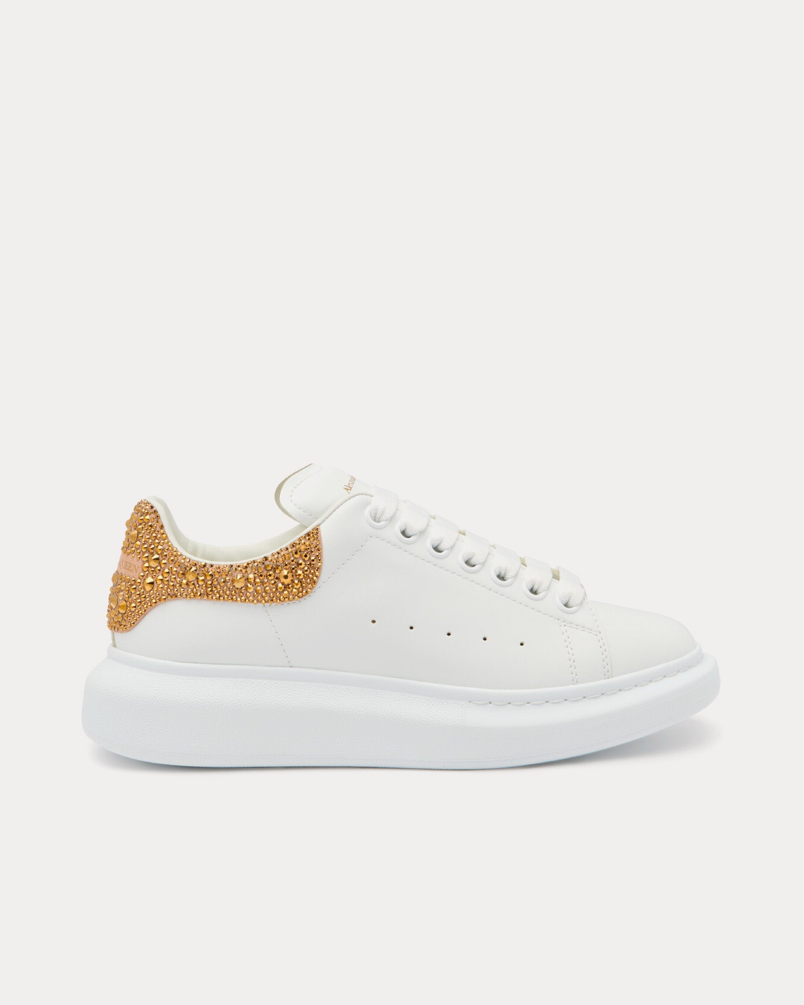 Alexander McQueen - Oversized with Crystal Embellished Heel White / Camel Low Top Sneakers