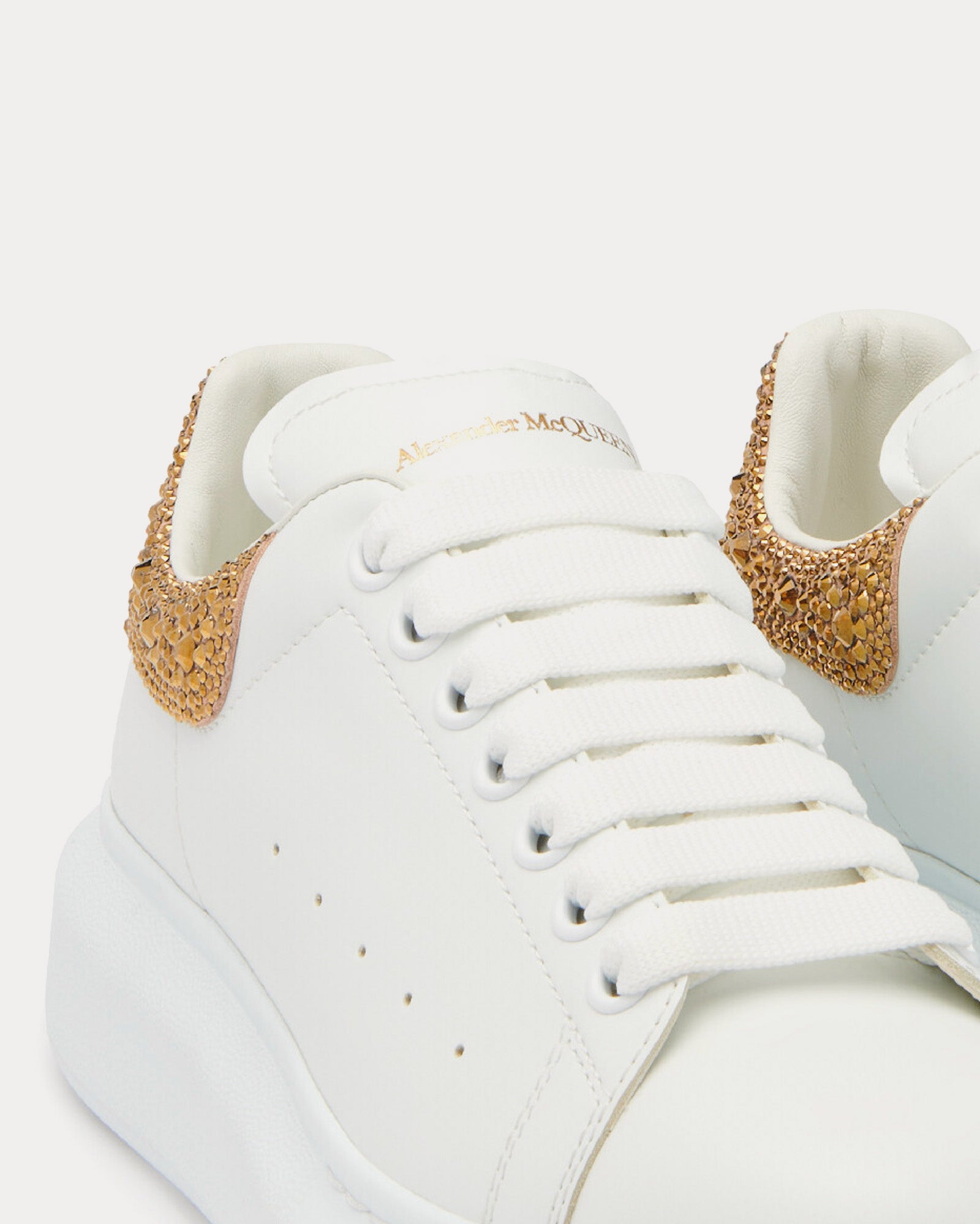 Alexander McQueen - Oversized with Crystal Embellished Heel White / Camel Low Top Sneakers