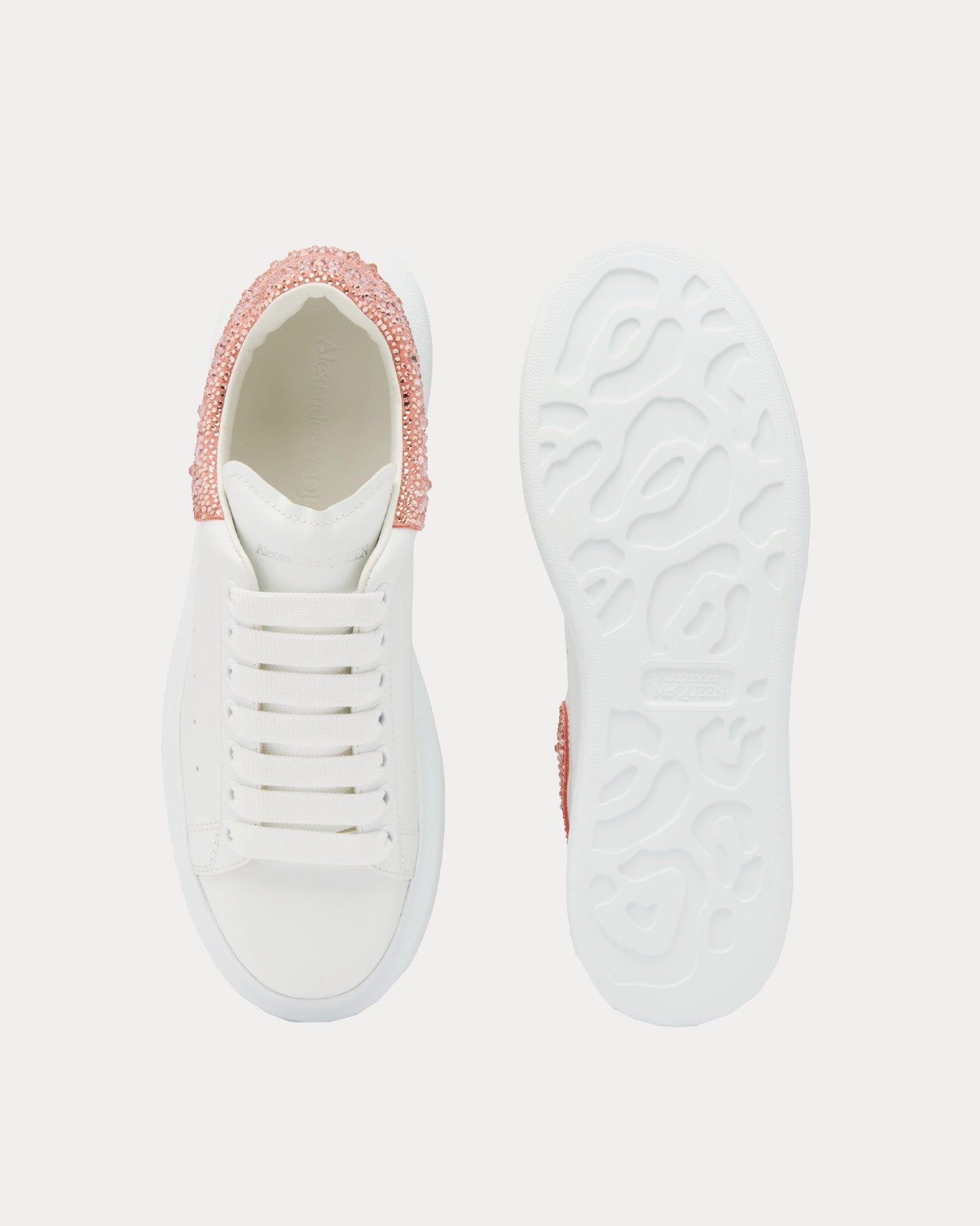 Alexander McQueen - Oversized with Crystal Embellished Heel White / Clay Low Top Sneakers