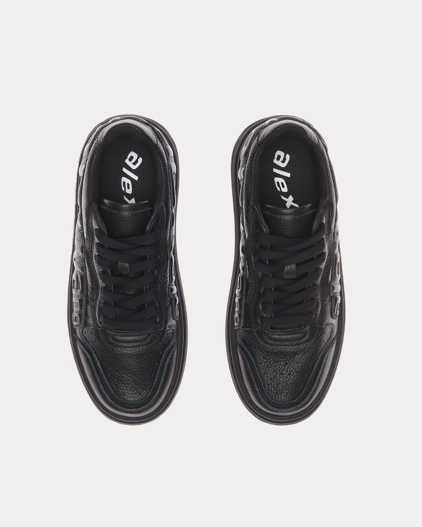 Alexander Wang - Puff Pebble Leather with Logo Black Low Top Sneakers