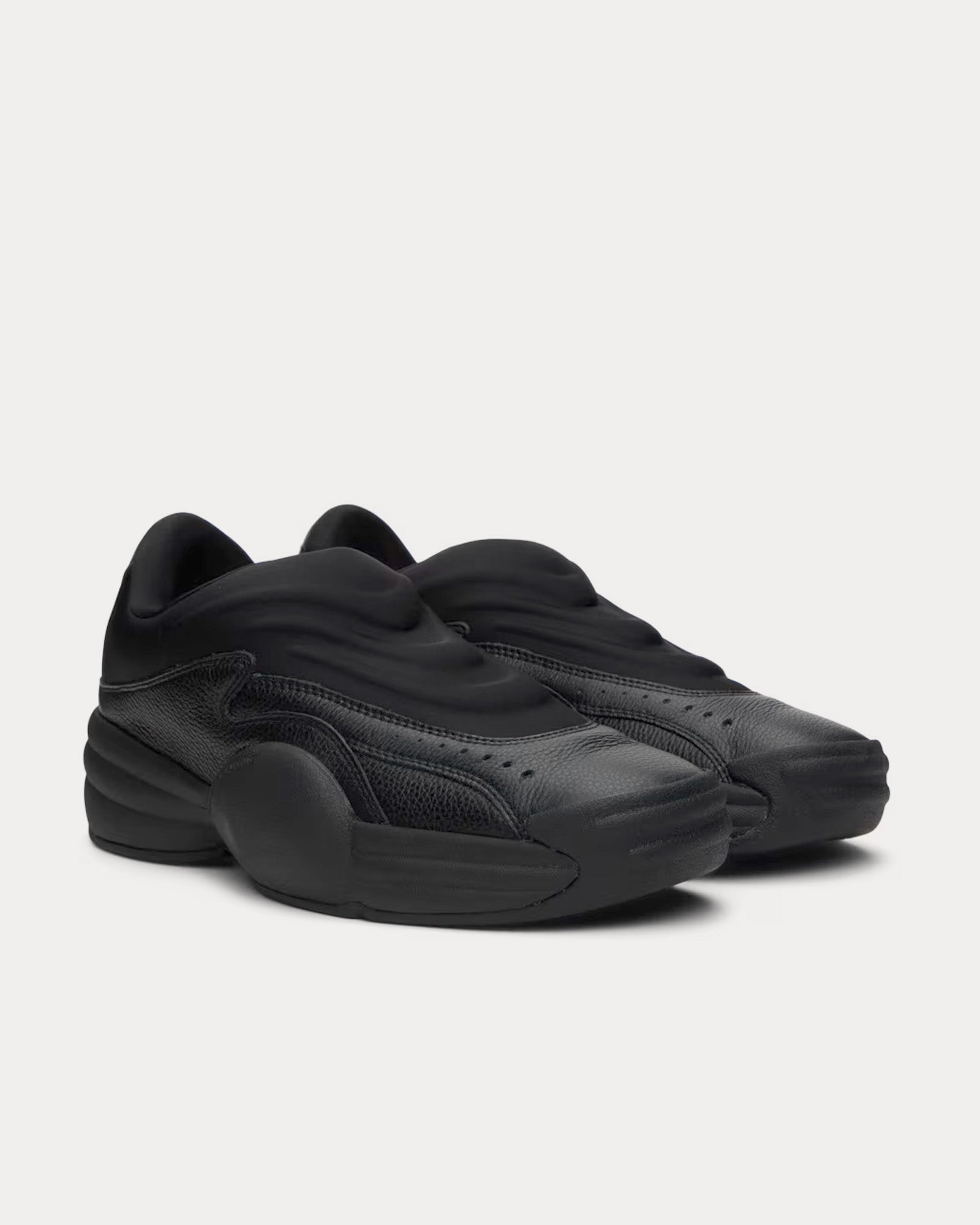 Alexander Wang - AW Hoop Pebble Leather Black Slip On Sneakers