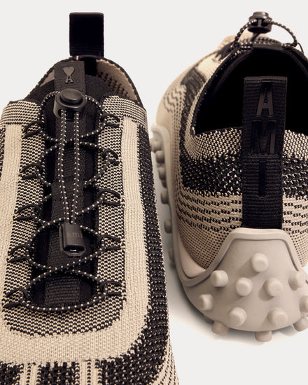 Ami Paris Mirage Knit Taupe Beige / Black Low Top Sneakers - 4