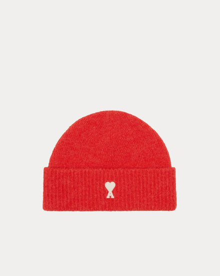 Ami Paris Alpaga Ami De Coeur Red Beanie - 1