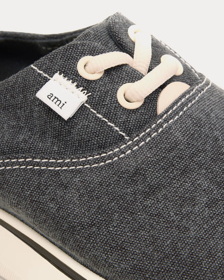 Ami Paris Tennis Cotton Navy Blue Low Top Sneakers - 4
