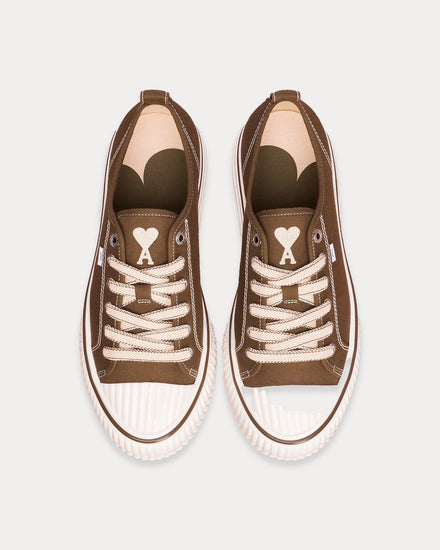 Ami Paris Women's 1980 Canvas Dark Olive Green / White Low Top