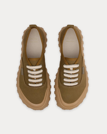Ami Paris Tempo Cotton Canvas Khaki Low Top Sneakers - 2