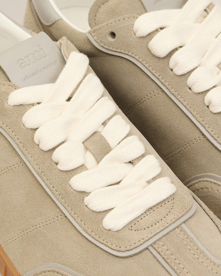 Ami Paris Step Suede Leather Cement Grey Low Top Sneakers - 4