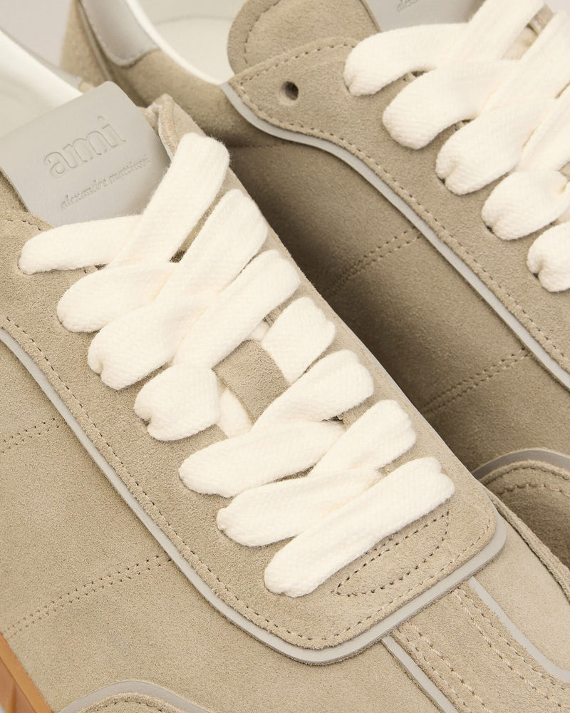Ami Paris Step Suede Leather Cement Grey Low Top Sneakers - 4