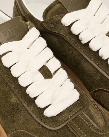 Ami Paris Step Suede Leather Green Low Top Sneakers - 4