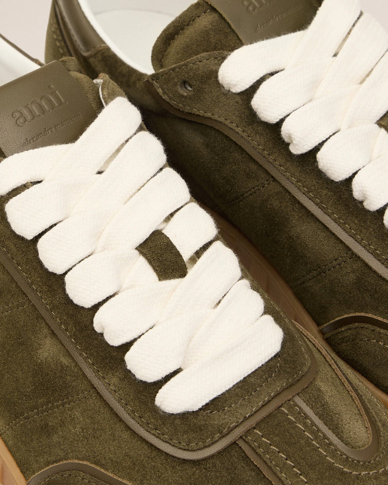 Ami Paris Step Suede Leather Green Low Top Sneakers - 4