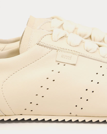 Ami Paris Step Smooth Nappa Leather White Low Top Sneakers - 4