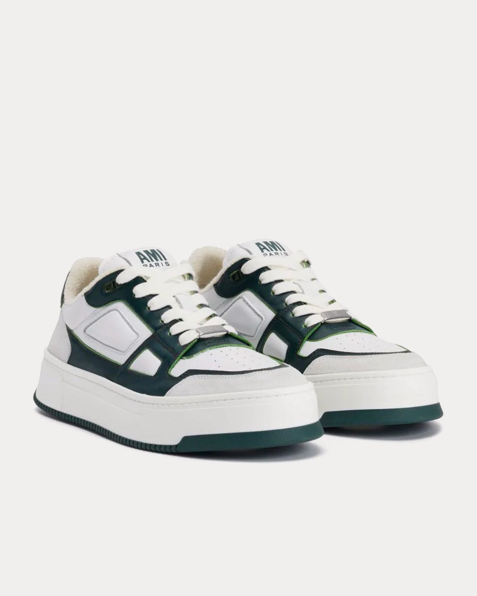 AMI - Arcade Leather Bottle Green / White Low Top Sneakers