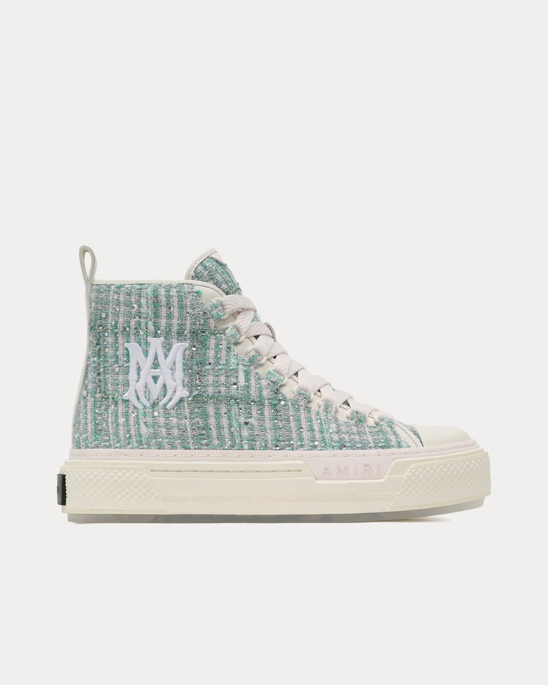 【AMIRI】女性 BOUCLE CRYSTAL MA COURT ハイカットスニーカー AMIRI Women's MA Court Boucle Crystal Grey High Top Sneakers