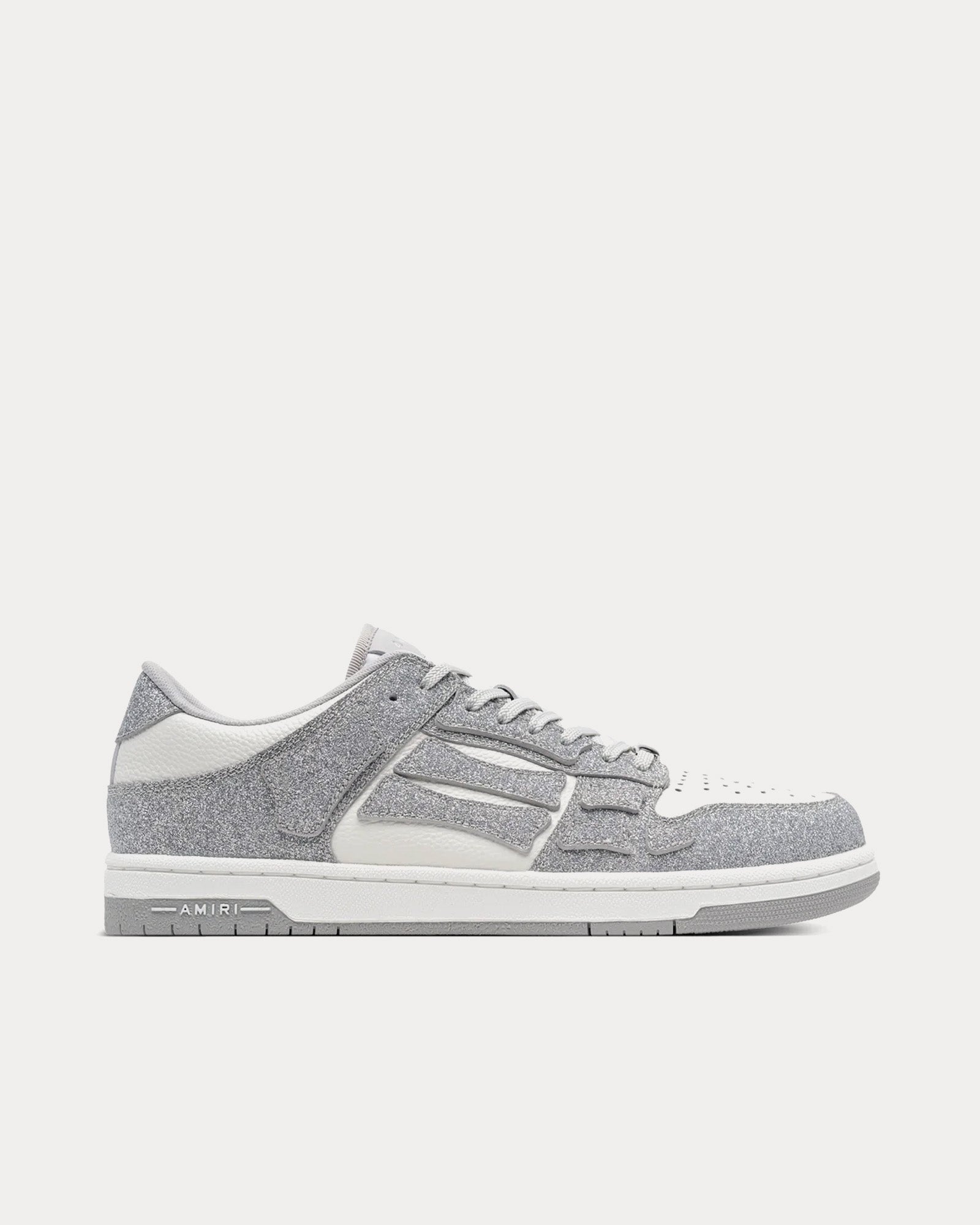 AMIRI Men's Shimmer Skel-Top Silver / White Low Top Sneakers