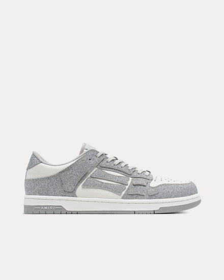 AMIRI Men's Shimmer Skel-Top Silver / White Low Top Sneakers AMIRI Men's Shimmer Skel-Top Silver / White Low Top Sneakers