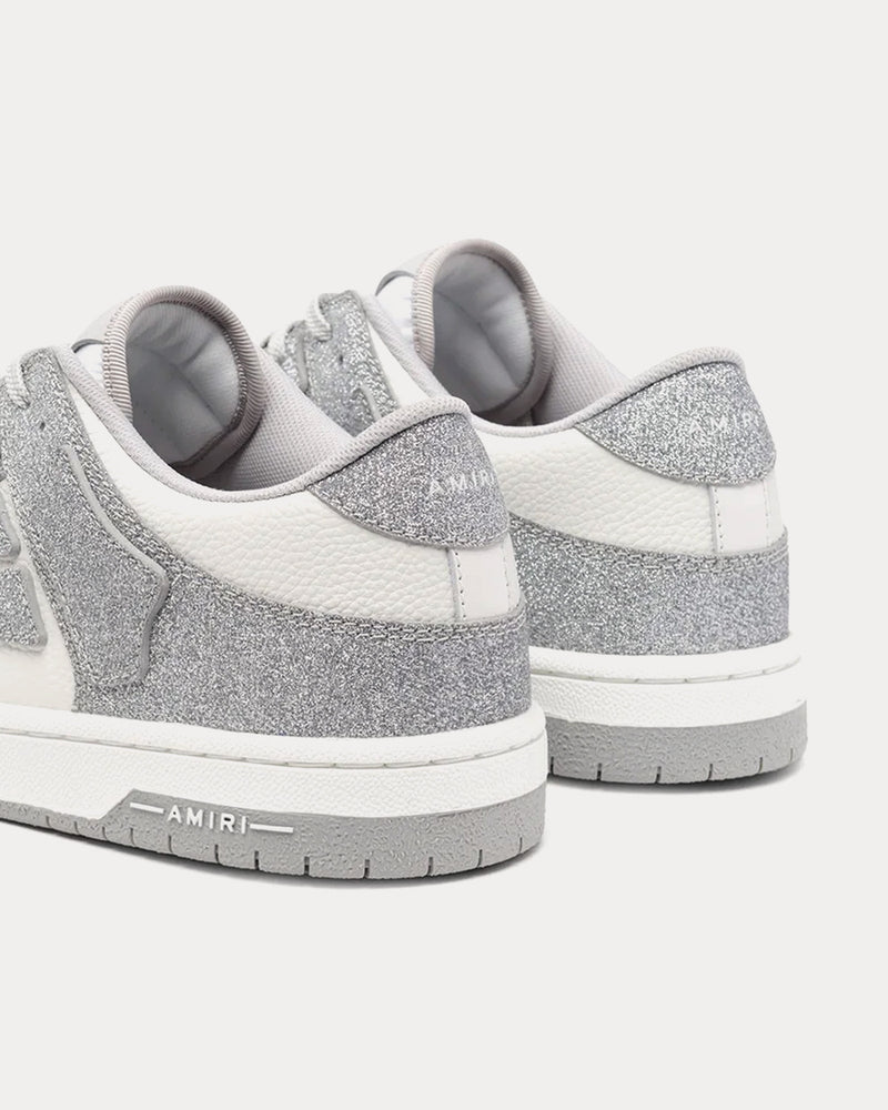 AMIRI Men's Shimmer Skel-Top Silver / White Low Top Sneakers