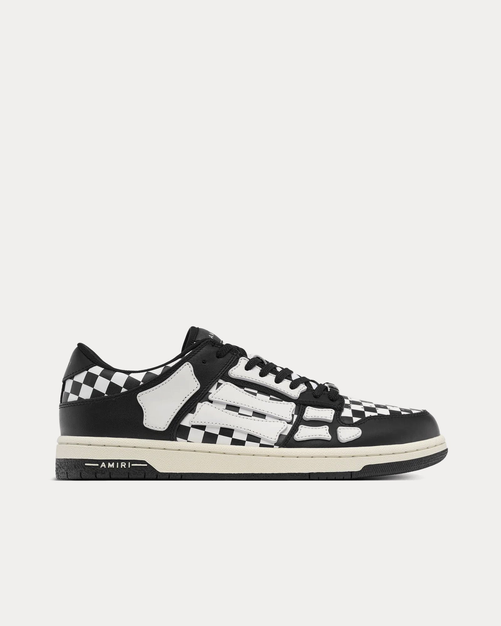 新品 AMIRI CHECKERED Skel Top Low Sneaker2 AMIRI Men's Checkered Skel-Top Black / White Low Top Sneakers