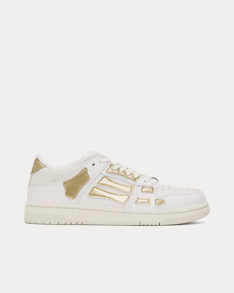 AMIRI Women's Skel-Top Leather White / Metallic Gold Low Top Sneakers