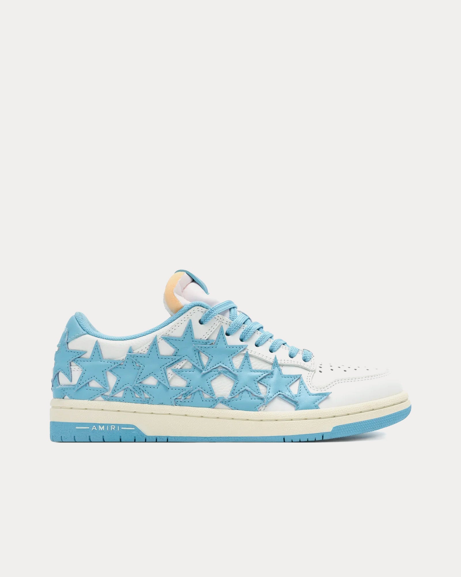 【AMIRI】ブルー＆ホワイト Stars Low スニーカー AMIRI Women's Stars Leather Blue / White Low Top Sneakers