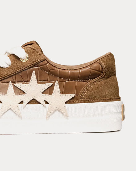 AMIRI Sunset Skate Croc Debossed Dark Brown Low Top Sneakers - 5
