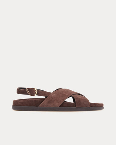 Ancient Greek Sandals Ikesia Suede Dark Brown Sandals