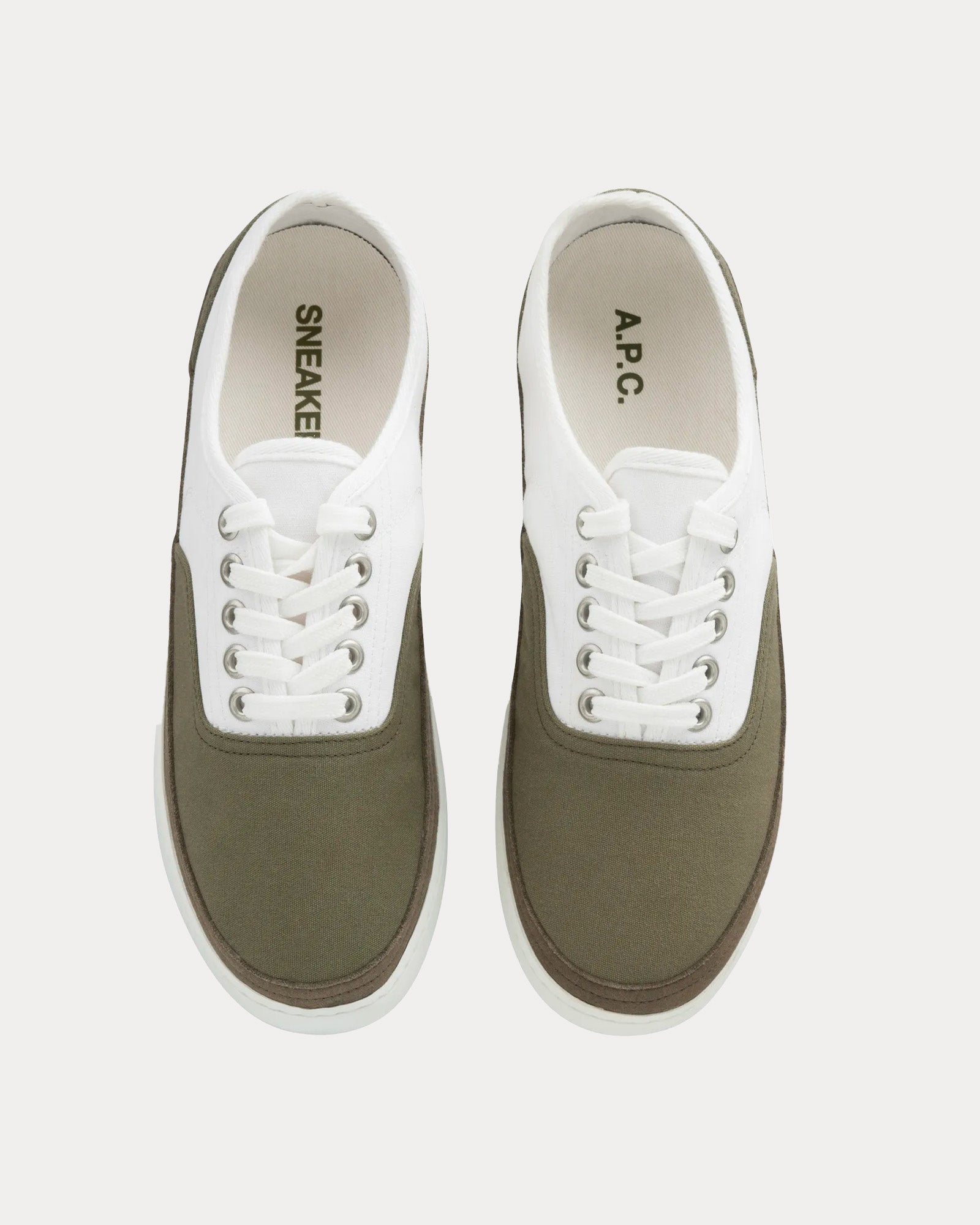 A.P.C. - Plain Simple Canvas Khaki / White Low Top Sneakers