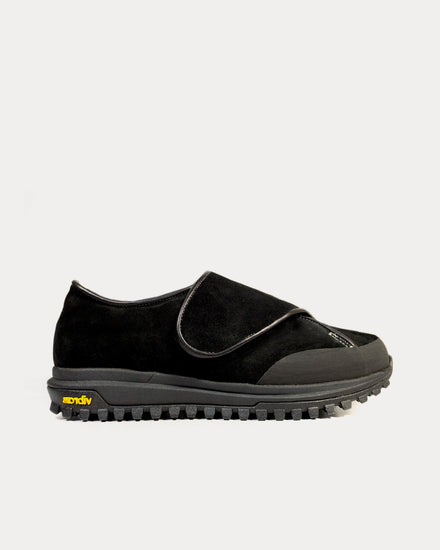 Asashi Sato Leather Strap Cupsole Black Slip On Sneakers - 1