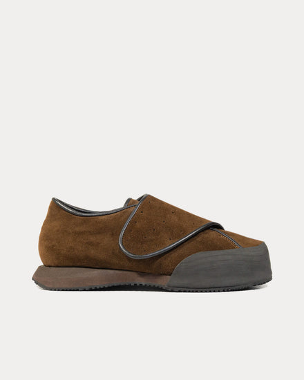 Asashi Sato Leather Strap Brown Slip On Sneakers - 1
