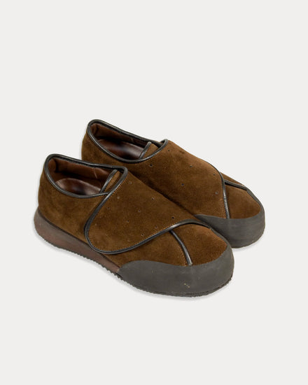 Asashi Sato Leather Strap Brown Slip On Sneakers - 2