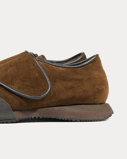 Asashi Sato Leather Strap Brown Slip On Sneakers - 3